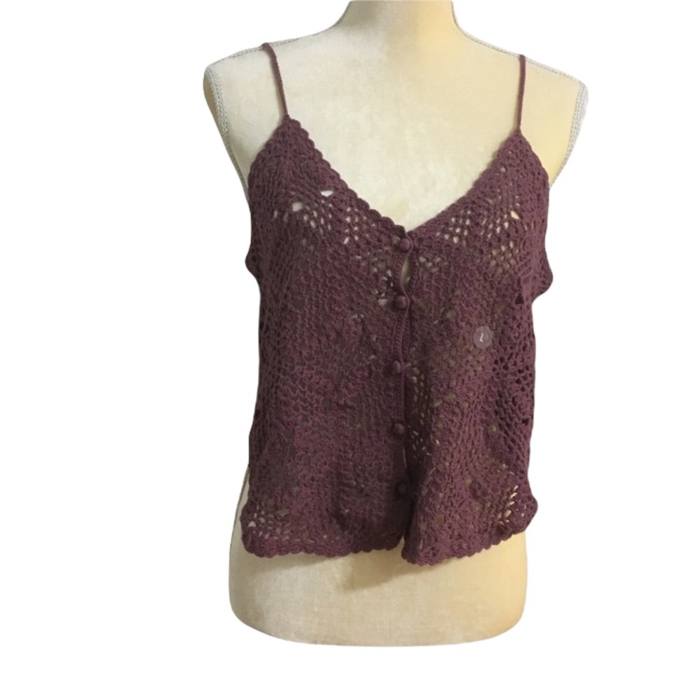 LA hearts crochet crop top tank top large new